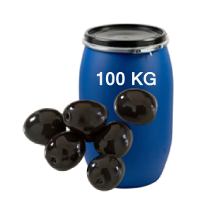 Aceitunas jumbo especial negras, bidón 100 Kg.